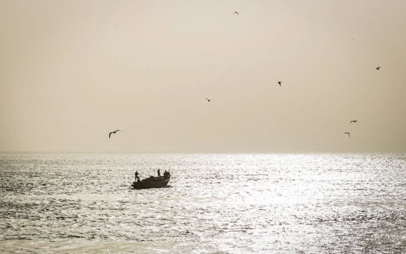 Boat with sunrise