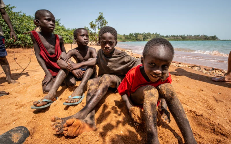 Local African boys on the beach