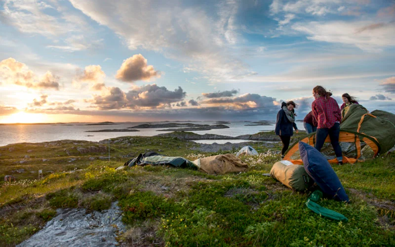 Camping with the midnight sun on Traæna